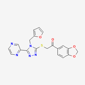 molecular formula C20H15N5O4S B4811922 1-(1,3-Benzodioxol-5-yl)-2-[[4-(furan-2-ylmethyl)-5-pyrazin-2-yl-1,2,4-triazol-3-yl]sulfanyl]ethanone 