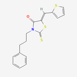 molecular formula C17H15NOS3 B4811996 3-(3-phenylpropyl)-5-(2-thienylmethylene)-2-thioxo-1,3-thiazolidin-4-one 