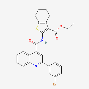 molecular formula C27H23BrN2O3S B4812041 ethyl 2-({[2-(3-bromophenyl)-4-quinolinyl]carbonyl}amino)-4,5,6,7-tetrahydro-1-benzothiophene-3-carboxylate 