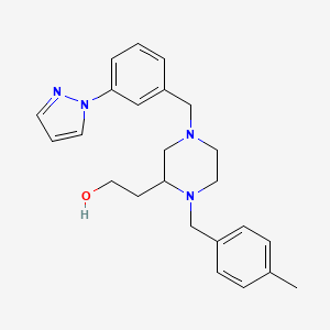 molecular formula C24H30N4O B4812049 2-{1-(4-methylbenzyl)-4-[3-(1H-pyrazol-1-yl)benzyl]-2-piperazinyl}ethanol 