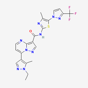 molecular formula C21H18F3N9OS B4812075 7-(1-ethyl-5-methyl-1H-pyrazol-4-yl)-N-{4-methyl-5-[3-(trifluoromethyl)-1H-pyrazol-1-yl]-1,3-thiazol-2-yl}pyrazolo[1,5-a]pyrimidine-3-carboxamide 