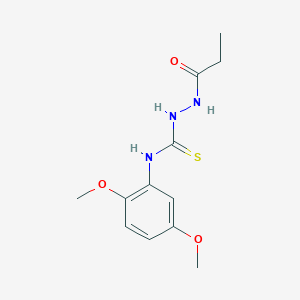 molecular formula C12H17N3O3S B4812106 N-(2,5-dimethoxyphenyl)-2-propionylhydrazinecarbothioamide 