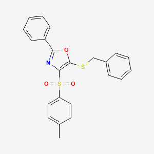 molecular formula C23H19NO3S2 B4812115 5-Benzylsulfanyl-4-(4-methylphenyl)sulfonyl-2-phenyl-1,3-oxazole 