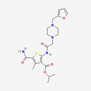 molecular formula C21H28N4O5S B4812132 PROPAN-2-YL 5-CARBAMOYL-2-(2-{4-[(FURAN-2-YL)METHYL]PIPERAZIN-1-YL}ACETAMIDO)-4-METHYLTHIOPHENE-3-CARBOXYLATE 