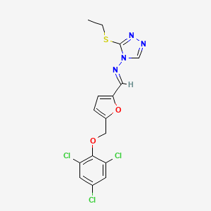 N-[3-(ETHYLSULFANYL)-4H-1,2,4-TRIAZOL-4-YL]-N-((E)-1-{5-[(2,4,6-TRICHLOROPHENOXY)METHYL]-2-FURYL}METHYLIDENE)AMINE