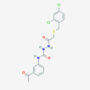 molecular formula C18H17Cl2N3O3S B4812252 N-(3-acetylphenyl)-2-{[(2,4-dichlorobenzyl)thio]acetyl}hydrazinecarboxamide 