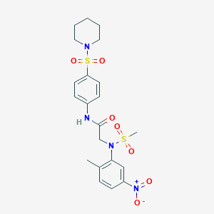 molecular formula C21H26N4O7S2 B4812273 N~2~-(2-methyl-5-nitrophenyl)-N~2~-(methylsulfonyl)-N~1~-[4-(1-piperidinylsulfonyl)phenyl]glycinamide 