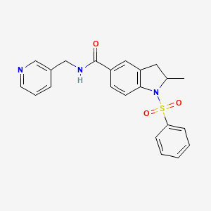 2-methyl-1-(phenylsulfonyl)-N-(pyridin-3-ylmethyl)-2,3-dihydro-1H-indole-5-carboxamide