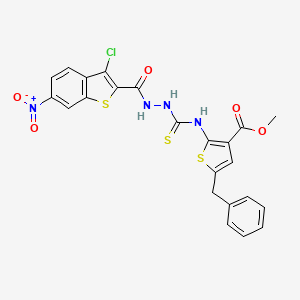 molecular formula C23H17ClN4O5S3 B4812373 methyl 5-benzyl-2-[({2-[(3-chloro-6-nitro-1-benzothien-2-yl)carbonyl]hydrazino}carbonothioyl)amino]-3-thiophenecarboxylate 