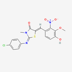 2-[(4-chlorophenyl)imino]-5-(4-hydroxy-3-methoxy-2-nitrobenzylidene)-3-methyl-1,3-thiazolidin-4-one