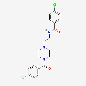 molecular formula C20H21Cl2N3O2 B4812418 4-chloro-N-(2-{4-[(4-chlorophenyl)carbonyl]piperazin-1-yl}ethyl)benzamide 