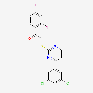 molecular formula C18H10Cl2F2N2OS B4812443 2-{[4-(3,5-DICHLOROPHENYL)-2-PYRIMIDINYL]SULFANYL}-1-(2,4-DIFLUOROPHENYL)-1-ETHANONE 