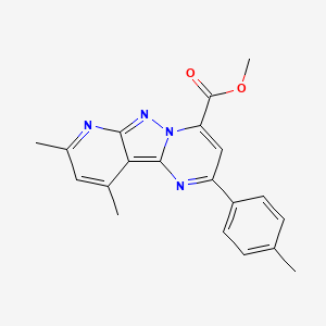 molecular formula C20H18N4O2 B4812445 methyl 11,13-dimethyl-4-(4-methylphenyl)-3,7,8,10-tetrazatricyclo[7.4.0.02,7]trideca-1,3,5,8,10,12-hexaene-6-carboxylate 