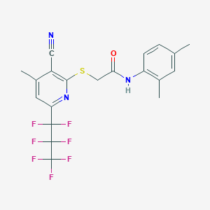 2-{[3-CYANO-6-(1,1,2,2,3,3,3-HEPTAFLUOROPROPYL)-4-METHYL-2-PYRIDYL]SULFANYL}-N-(2,4-DIMETHYLPHENYL)ACETAMIDE