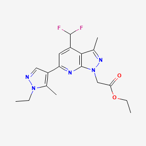 molecular formula C18H21F2N5O2 B4812493 ETHYL 2-[4-(DIFLUOROMETHYL)-6-(1-ETHYL-5-METHYL-1H-PYRAZOL-4-YL)-3-METHYL-1H-PYRAZOLO[3,4-B]PYRIDIN-1-YL]ACETATE 