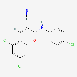 molecular formula C16H9Cl3N2O B4812501 (2Z)-N-(4-chlorophenyl)-2-cyano-3-(2,4-dichlorophenyl)prop-2-enamide 