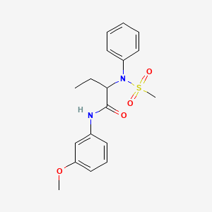 molecular formula C18H22N2O4S B4812527 N-(3-methoxyphenyl)-2-[(methylsulfonyl)(phenyl)amino]butanamide 