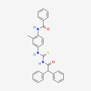 molecular formula C29H25N3O2S B4812539 N-[4-({[(diphenylacetyl)amino]carbonothioyl}amino)-2-methylphenyl]benzamide 