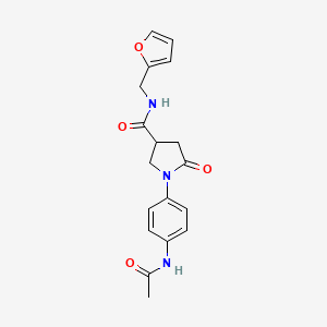 molecular formula C18H19N3O4 B4812544 1-[4-(acetylamino)phenyl]-N-(furan-2-ylmethyl)-5-oxopyrrolidine-3-carboxamide 