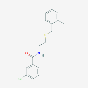 molecular formula C17H18ClNOS B4812555 3-chloro-N-{2-[(2-methylbenzyl)thio]ethyl}benzamide 