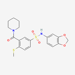 molecular formula C20H22N2O5S2 B4812626 N-1,3-benzodioxol-5-yl-4-(methylthio)-3-(1-piperidinylcarbonyl)benzenesulfonamide 