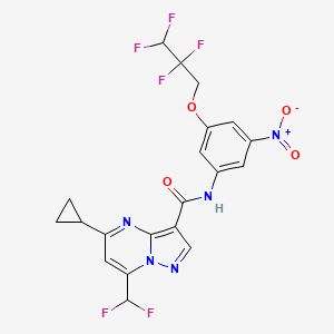 molecular formula C20H15F6N5O4 B4812681 5-cyclopropyl-7-(difluoromethyl)-N-[3-nitro-5-(2,2,3,3-tetrafluoropropoxy)phenyl]pyrazolo[1,5-a]pyrimidine-3-carboxamide 