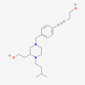 molecular formula C22H34N2O2 B4812723 4-(4-{[3-(2-hydroxyethyl)-4-(3-methylbutyl)-1-piperazinyl]methyl}phenyl)-3-butyn-1-ol 