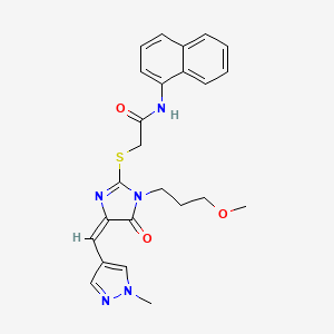 molecular formula C24H25N5O3S B4812795 2-({1-(3-METHOXYPROPYL)-4-[(E)-1-(1-METHYL-1H-PYRAZOL-4-YL)METHYLIDENE]-5-OXO-4,5-DIHYDRO-1H-IMIDAZOL-2-YL}SULFANYL)-N-(1-NAPHTHYL)ACETAMIDE 