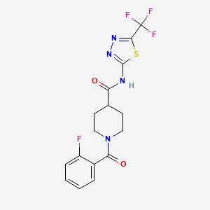 molecular formula C16H14F4N4O2S B4812799 1-(2-fluorobenzoyl)-N-[5-(trifluoromethyl)-1,3,4-thiadiazol-2-yl]piperidine-4-carboxamide 