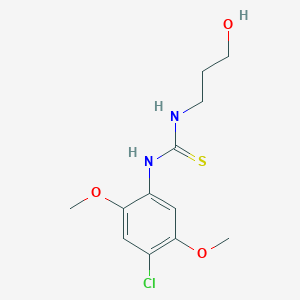 molecular formula C12H17ClN2O3S B4812863 1-(4-Chloro-2,5-dimethoxyphenyl)-3-(3-hydroxypropyl)thiourea 