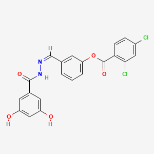 molecular formula C21H14Cl2N2O5 B4812875 3-[2-(3,5-dihydroxybenzoyl)carbonohydrazonoyl]phenyl 2,4-dichlorobenzoate 