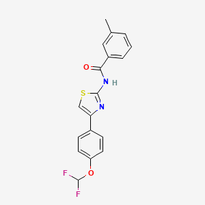 molecular formula C18H14F2N2O2S B4812908 N-{4-[4-(difluoromethoxy)phenyl]-1,3-thiazol-2-yl}-3-methylbenzamide 