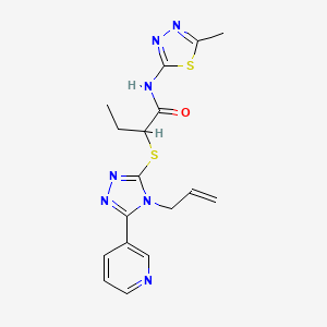 molecular formula C17H19N7OS2 B4812914 N-(5-methyl-1,3,4-thiadiazol-2-yl)-2-{[4-(prop-2-en-1-yl)-5-(pyridin-3-yl)-4H-1,2,4-triazol-3-yl]sulfanyl}butanamide 