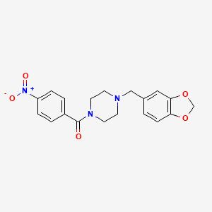 molecular formula C19H19N3O5 B4812931 1-[(2H-1,3-BENZODIOXOL-5-YL)METHYL]-4-(4-NITROBENZOYL)PIPERAZINE 