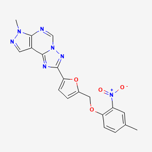 molecular formula C19H15N7O4 B4812946 4-METHYL-2-NITROPHENYL {[5-(7-METHYL-7H-PYRAZOLO[4,3-E][1,2,4]TRIAZOLO[1,5-C]PYRIMIDIN-2-YL)-2-FURYL]METHYL} ETHER 