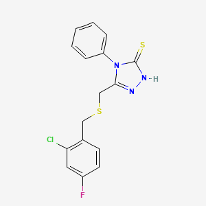 5-{[(2-chloro-4-fluorobenzyl)thio]methyl}-4-phenyl-4H-1,2,4-triazole-3-thiol