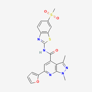 6-(2-furyl)-1,3-dimethyl-N-[6-(methylsulfonyl)-1,3-benzothiazol-2-yl]-1H-pyrazolo[3,4-b]pyridine-4-carboxamide