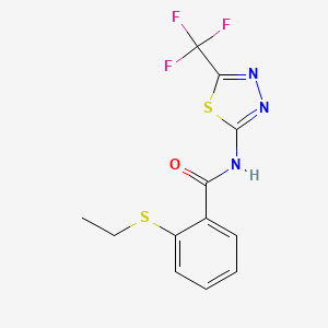 molecular formula C12H10F3N3OS2 B4813093 2-(ethylsulfanyl)-N-[5-(trifluoromethyl)-1,3,4-thiadiazol-2-yl]benzamide 