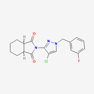 molecular formula C18H17ClFN3O2 B4813213 (3aR,7aS)-2-[4-chloro-1-(3-fluorobenzyl)-1H-pyrazol-3-yl]hexahydro-1H-isoindole-1,3(2H)-dione 