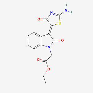 molecular formula C15H13N3O4S B4813259 ethyl [3-(2-imino-4-oxo-1,3-thiazolidin-5-ylidene)-2-oxo-2,3-dihydro-1H-indol-1-yl]acetate 