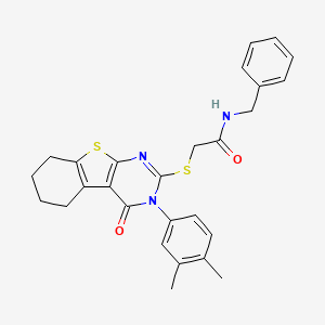 molecular formula C27H27N3O2S2 B4813334 N-benzyl-2-{[3-(3,4-dimethylphenyl)-4-oxo-3,4,5,6,7,8-hexahydro[1]benzothieno[2,3-d]pyrimidin-2-yl]thio}acetamide 