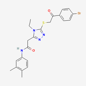 2-(5-{[2-(4-bromophenyl)-2-oxoethyl]sulfanyl}-4-ethyl-4H-1,2,4-triazol-3-yl)-N-(3,4-dimethylphenyl)acetamide