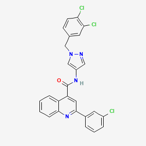 molecular formula C26H17Cl3N4O B4813470 2-(3-chlorophenyl)-N-[1-(3,4-dichlorobenzyl)-1H-pyrazol-4-yl]-4-quinolinecarboxamide 