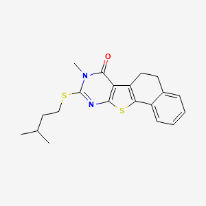 molecular formula C20H22N2OS2 B4813541 13-methyl-14-(3-methylbutylsulfanyl)-17-thia-13,15-diazatetracyclo[8.7.0.02,7.011,16]heptadeca-1(10),2,4,6,11(16),14-hexaen-12-one 