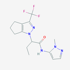 molecular formula C15H18F3N5O B4813557 N-(1-methyl-1H-pyrazol-5-yl)-2-[3-(trifluoromethyl)-5,6-dihydrocyclopenta[c]pyrazol-1(4H)-yl]butanamide 