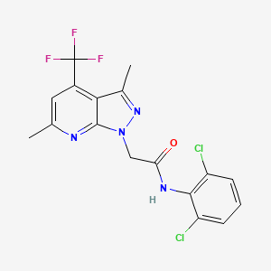 molecular formula C17H13Cl2F3N4O B4813574 N-(2,6-dichlorophenyl)-2-[3,6-dimethyl-4-(trifluoromethyl)-1H-pyrazolo[3,4-b]pyridin-1-yl]acetamide 