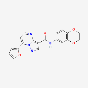 molecular formula C19H14N4O4 B4813638 Pyrazolo[1,5-a]pyrimidine-3-carboxamide, N-(2,3-dihydro-1,4-benzodioxin-6-yl)-7-(2-furanyl)- 