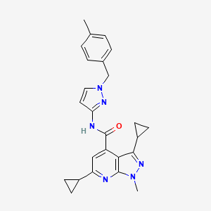 molecular formula C25H26N6O B4813658 3,6-dicyclopropyl-1-methyl-N-[1-(4-methylbenzyl)-1H-pyrazol-3-yl]-1H-pyrazolo[3,4-b]pyridine-4-carboxamide 