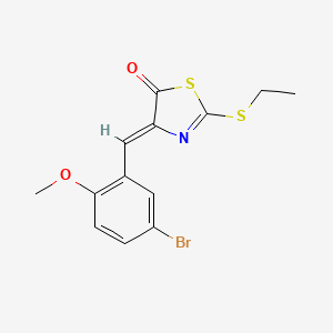 molecular formula C13H12BrNO2S2 B4813714 (4Z)-4-[(5-BROMO-2-METHOXYPHENYL)METHYLIDENE]-2-(ETHYLSULFANYL)-4,5-DIHYDRO-1,3-THIAZOL-5-ONE 