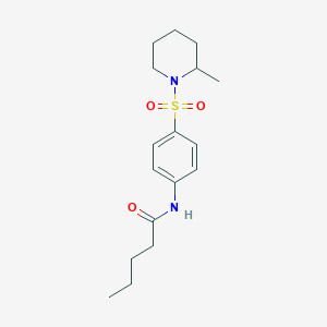 molecular formula C17H26N2O3S B4813721 N-{4-[(2-methylpiperidin-1-yl)sulfonyl]phenyl}pentanamide 